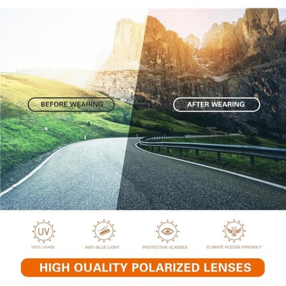 Sports Polarized Sunglasses for Men: UV400 Protection Sun Glasses Wrap Around - Picture 4 of 7